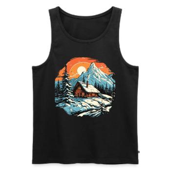 Winter Hut Mountains Snow Skiers Ski - Men's Premium Organic Tank Top - black - Front - Michal (187cm)