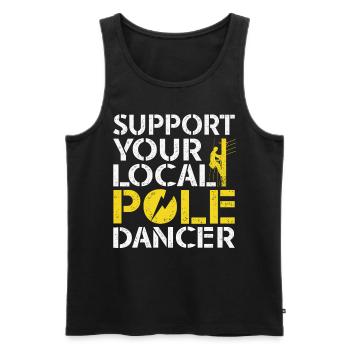 Soutenez votre monteur de lignes Pole Dancer local - Débardeur bio Premium Homme - noir - Devant - Michal (187cm)