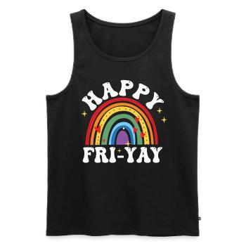Happy Fri Yay Teacher Weekend Funny Meme - Men's Premium Organic Tank Top - black - Front - AI Model Male 178 light (178cm)