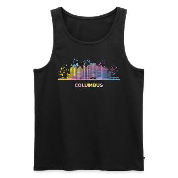 Columbusite Skyline Columbus - Débardeur bio Premium Homme - noir - Devant - Michal (187cm)