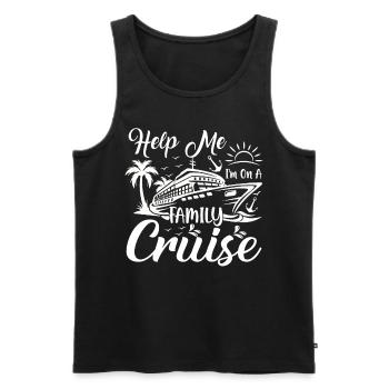 Au secours, je suis en croisière en famille - Débardeur bio Premium Homme - noir - Devant - Michal (187cm)