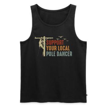 Soutenez votre monteur de lignes Pole Dancer local - Débardeur bio Premium Homme - noir - Devant - Michal (187cm)