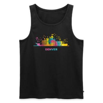 Denverites Skyline Denver - Débardeur bio Premium Homme - noir - Devant - AI Model Male 178 light (178cm)