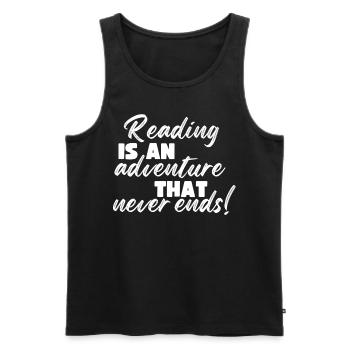 Reading is an adventure book lover - Men's Premium Organic Tank Top - black - Front - AI Model Male 178 light (178cm)