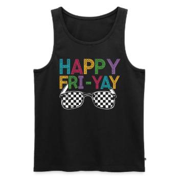 Happy Fri Yay Teacher Weekend Funny Meme - Men's Premium Organic Tank Top - black - Front - AI Model Male 178 light (178cm)