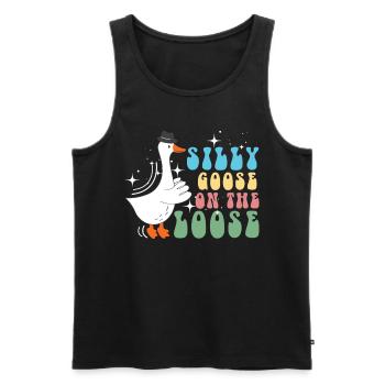 Die Dumme Gans Auf Freiem Fuß - Männer Premium Bio Tank Top - Schwarz - Vorne - AI Model Male 178 light (178cm)