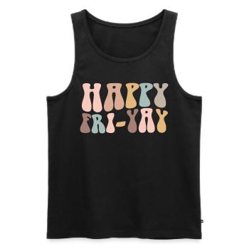 Happy Fri Yay Teacher Weekend Funny Meme - Men's Premium Organic Tank Top - black - Front - AI Model Male 178 light (178cm)