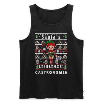 Ugly Christmas SANTA'S FAVORITE RESTAURATEUR - Men's Premium Organic Tank Top - black - Front - Michal (187cm)