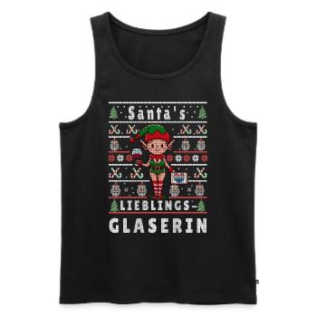 Ugly Weihnachten SANTAS LIEBLINGS Glaserin - Männer Premium Bio Tank Top - Schwarz - Vorne - Michal (187cm)