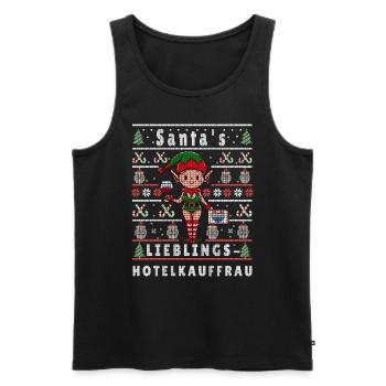 Ugly Christmas SANTA'S FAVORITE HOTEL CLERK - Men's Premium Organic Tank Top - black - Front - Michal (187cm)