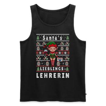 Noël moche LE PROFESSEUR PRÉFÉRÉ DU PÈRE NOËL - Débardeur bio Premium Homme - noir - Devant - Michal (187cm)