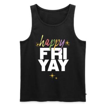 Happy Fri Yay Teacher Weekend Funny Meme - Men's Premium Organic Tank Top - black - Front - AI Model Male 178 light (178cm)