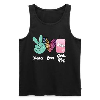 Week-end entre filles Peace Love Girls Trip 2024 - Débardeur bio Premium Homme - noir - Devant - AI Model Male 178 light (178cm)
