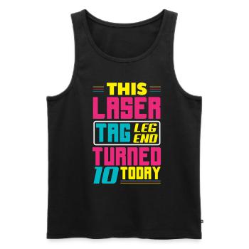 Lasertag-geburtstagsfeier – Lasertag 10 - Männer Premium Bio Tank Top - Schwarz - Vorne - AI Model Male 178 light (178cm)
