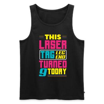 Lasertag-geburtstagsfeier – Lasertag 9 - Männer Premium Bio Tank Top - Schwarz - Vorne - AI Model Male 178 light (178cm)
