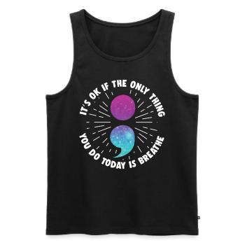 psycMental Health Warrior Violet Et Turquoise - Débardeur bio Premium Homme - noir - Devant - Michal (187cm)