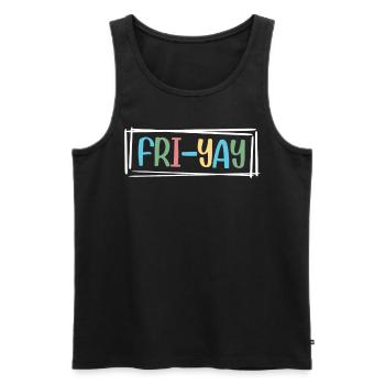 Fri Yay Enseignants Ambiance du week-end de l’école - Débardeur bio Premium Homme - noir - Devant - AI Model Male 178 light (178cm)