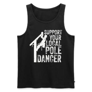 Soutenez votre monteur de lignes Pole Dancer local - Débardeur bio Premium Homme - noir - Devant - Michal (187cm)