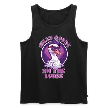 Die Dumme Gans Auf Freiem Fuß - Männer Premium Bio Tank Top - Schwarz - Vorne - AI Model Male 178 light (178cm)