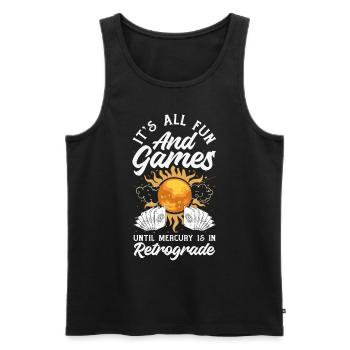 Rückläufige Planeten Merkur Rückläufig - Männer Premium Bio Tank Top - Schwarz - Vorne - AI Model Male 178 light (178cm)