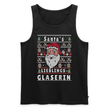 Ugly Weihnachten SANTAS LIEBLINGS Glaserin - Männer Premium Bio Tank Top - Schwarz - Vorne - Michal (187cm)