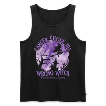 Cancer Sorcière Pancréas Violet - Débardeur bio Premium Homme - noir - Devant - Michal (187cm)