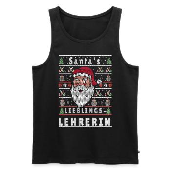 Noël laid Père Noël PRÉFÉRÉ Enseignant - Débardeur bio Premium Homme - noir - Devant - Michal (187cm)