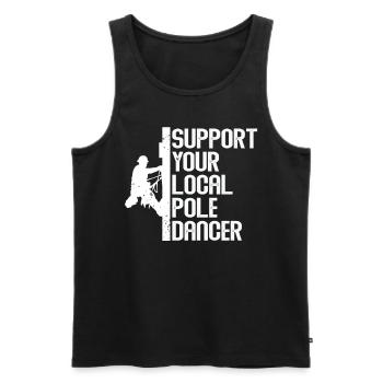 Soutenez votre monteur de ligne local - Débardeur bio Premium Homme - noir - Devant - Michal (187cm)