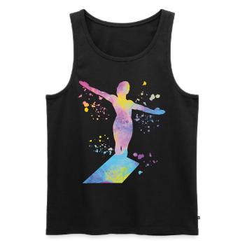 Plongeon, Plongeon synchronisé, Saut artistique - Débardeur bio Premium Homme - noir - Devant - AI Model Male 178 light (178cm)