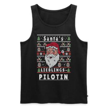 Noël moche LE PILOTE PRÉFÉRÉ DU PÈRE NOËL - Débardeur bio Premium Homme - noir - Devant - Michal (187cm)