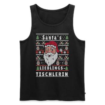 Noël moche LE CHARPENTIER PRÉFÉRÉ DU PÈRE NOËL - Débardeur bio Premium Homme - noir - Devant - Michal (187cm)