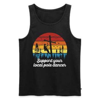 American Lineman Powerline Worker Design - Men's Premium Organic Tank Top - black - Front - AI Model Male 178 light (178cm)