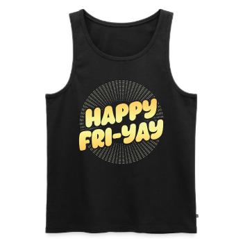 Happy Fri Yay Teacher Weekend Funny Meme - Men's Premium Organic Tank Top - black - Front - AI Model Male 178 light (178cm)