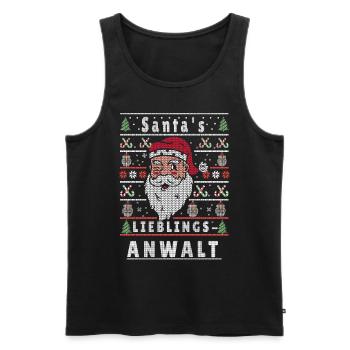 Noël laid Père Noël PRÉFÉRÉ Avocat - Débardeur bio Premium Homme - noir - Devant - Michal (187cm)