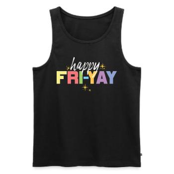 Happy Fri Yay Teacher Weekend Funny Meme - Men's Premium Organic Tank Top - black - Front - AI Model Male 178 light (178cm)