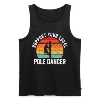 Soutenez votre monteur de lignes Pole Dancer local - Débardeur bio Premium Homme - noir - Devant - Michal (187cm)