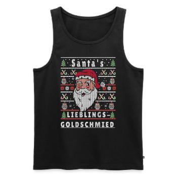 Ugly Christmas SANTA'S FAVORITE GOLDSMITH - Men's Premium Organic Tank Top - black - Front - AI Model Male 178 light (178cm)