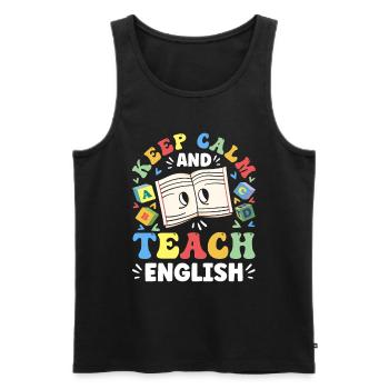 English Teacher English Learner ELL Teacher - Men's Premium Organic Tank Top - black - Front - AI Model Male 178 light (178cm)