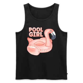 Pool Girl Flamingo Floatie Swimming Pool - Men's Premium Organic Tank Top - black - Front - Michal (187cm)