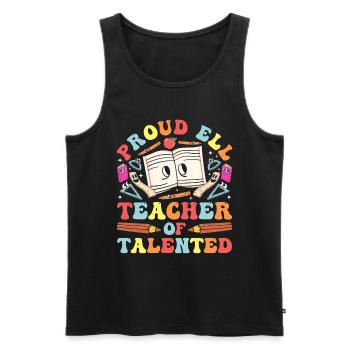 English Teacher English Learner ELL Teacher - Men's Premium Organic Tank Top - black - Front - AI Model Male 178 light (178cm)