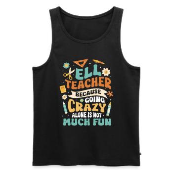 English Teacher English Learner ELL Teacher - Men's Premium Organic Tank Top - black - Front - AI Model Male 178 light (178cm)