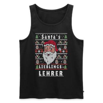 Noël moche LE PROFESSEUR PRÉFÉRÉ DU PÈRE NOËL - Débardeur bio Premium Homme - noir - Devant - Michal (187cm)