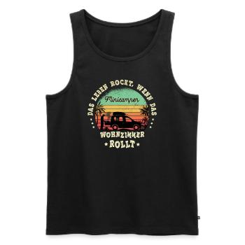 Minicamper Camping-Camper Microcamper Sayings - Men's Premium Organic Tank Top - black - Front - AI Model Male 178 light (178cm)