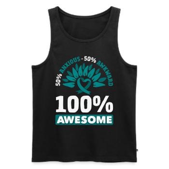 Teal Ribbon PTSD Stress Anxiety Disorder - Men's Premium Organic Tank Top - black - Front - Michal (187cm)