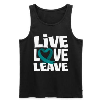 Teal Ribbon PTSD Stress Anxiety Disorder - Men's Premium Organic Tank Top - black - Front - Michal (187cm)