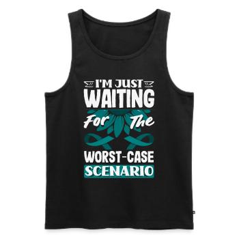 Teal Ribbon PTSD Stress Anxiety Disorder - Men's Premium Organic Tank Top - black - Front - Michal (187cm)