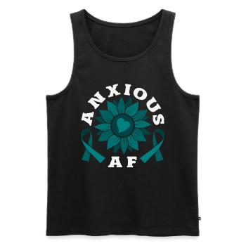 Teal Ribbon PTSD Stress Anxiety Disorder - Men's Premium Organic Tank Top - black - Front - Michal (187cm)