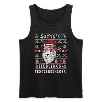 Noël moche LE FAVORI DU PÈRE NOËL Nettoyant textile - Débardeur bio Premium Homme - noir - Devant - Michal (187cm)