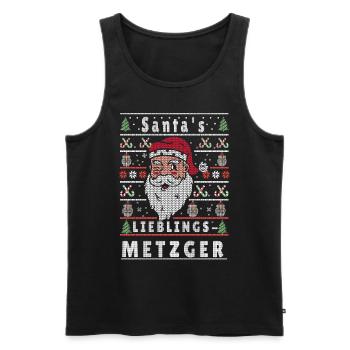 Noël moche LE BOUCHER PRÉFÉRÉ DU PÈRE NOËL - Débardeur bio Premium Homme - noir - Devant - Michal (187cm)