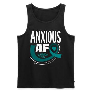 Teal Ribbon PTSD Stress Anxiety Disorder - Men's Premium Organic Tank Top - black - Front - Michal (187cm)